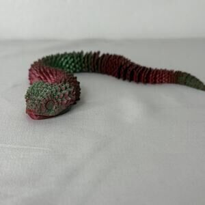 Articulated Snake Dragon Scale Fidget Toy Flexible Posable Red Green 11.5"